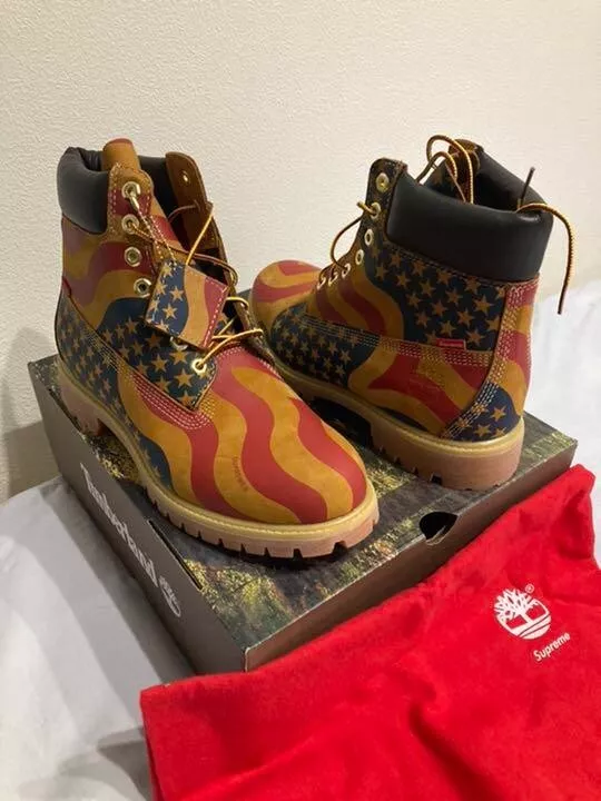 Supreme Timberland Stars Stripes 6 pouces premium imperméable bottes inutilisées neuves US10