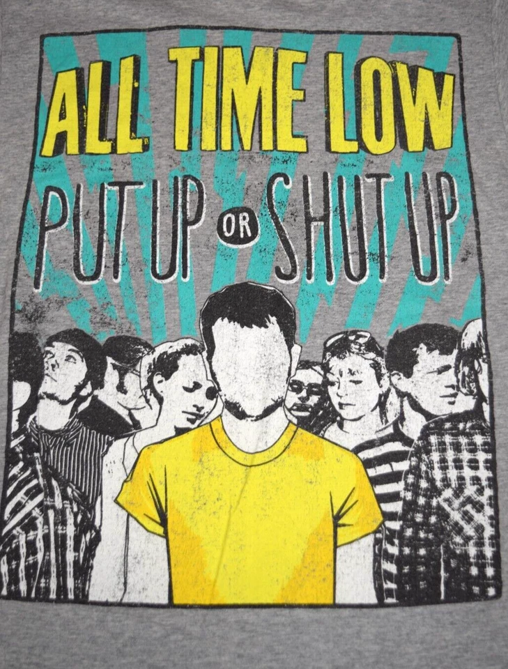 Vintage Band T-Shirt All Time Low XS/S 00s Put Up or Shut Up Singed Back c.2006 - Image 2 of 4