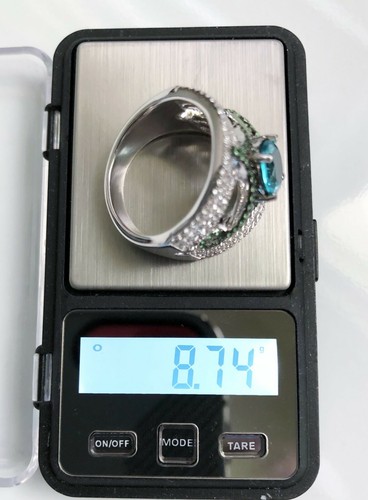 Rarities Apatite and Tsavorite Garnet Statement SS Ring Size 7 - HSN - Picture 10 of 12