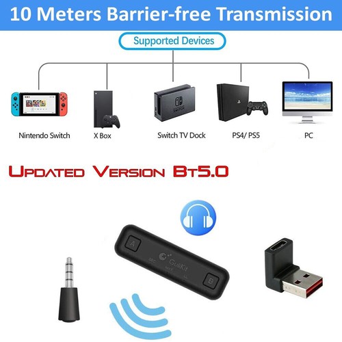 3in1 Bluetooth Adapter + Audio Transmitter Receiver For PlayStation 4 5 PS4 PS5 - Picture 1 of 9