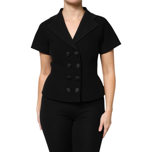 DOLCE & GABBANA Jacket Black Wool Double Breasted Coat IT42/US8/M RRP 2630usd