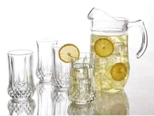 Gibson Jewelite 5 Piece Glass Tumbler and Glass Pitcher Set