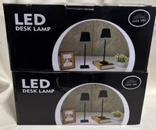 2 Battery Powered LED Desk Lamps Rechargeable Cordless Table Lamp, Black