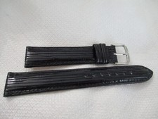 genuine leather watchstrap watch band strap 18mm black nickel lines