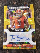 Tre Sterling 2023 Panini Chronicles Draft Picks Auto Prizm Gold Cracked Ice