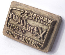 WARRENS X-TRA WARE JUVENILE SHOES: Brass Leather Stamp: TJ Edwards Millers Falls