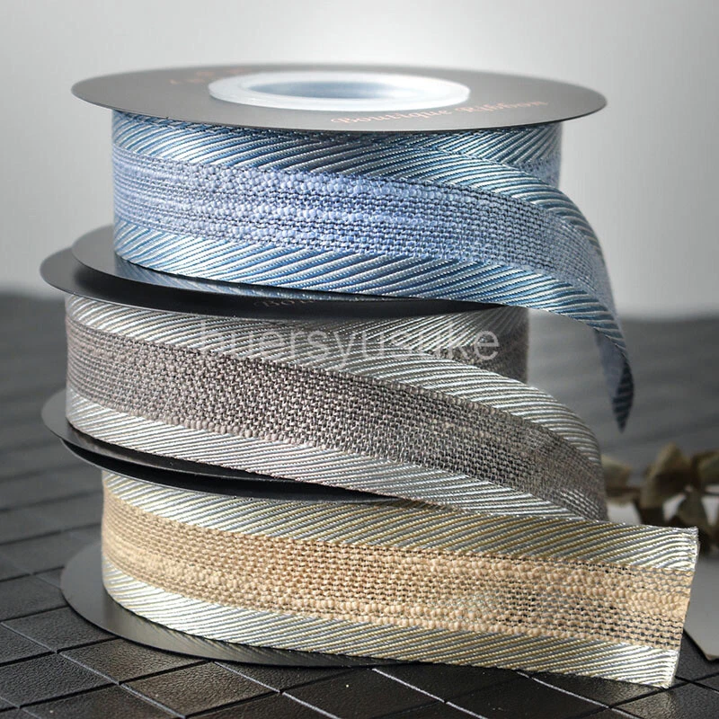 7 Colors Wide Twill Edge Stripe Ribbon with Mesh Web Center - 2.5cm*10 Yards - Image 3 of 3