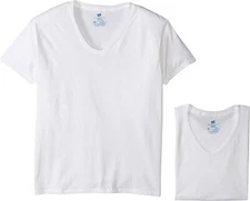 Hanes Men's 184710 Platinum X-Temp Combed Cotton V-Neck White Size S