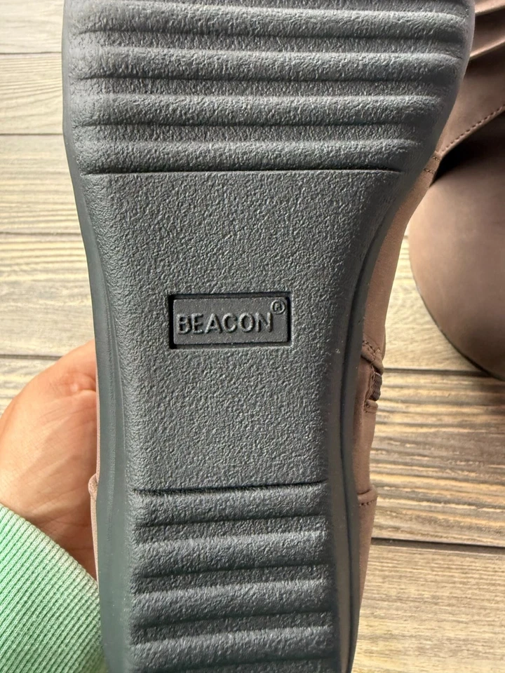 Beacon 女式踝靴 8M 棕色人造皮革侧拉链软底休闲时尚 — 第 3/4 张图片