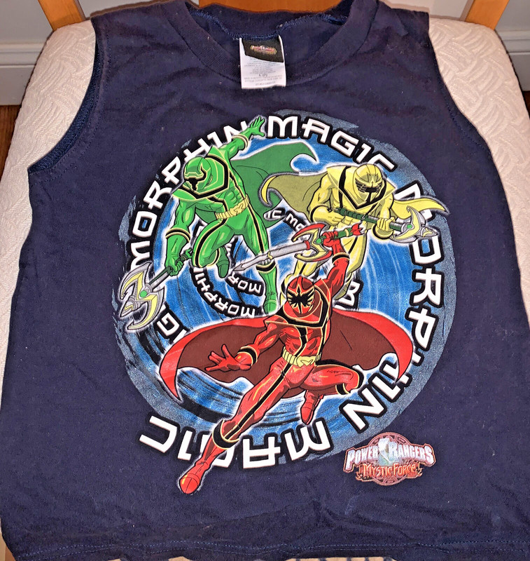 Mighty Morphin Magic -Rare Power Rangers Sleeveless T- Size L (boys)- Preowned