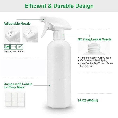 1PZ 500ml Nero/Bianco Nebulizzatore Acqua Bottiglia Spray Plastica Strumento Parrucchiere - Foto 8 di 24