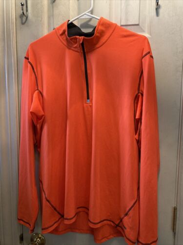 CHAMPION DUO DRY MENS LS 1/4 ACTIVEWEAR PULLOVER TOP ORANGE SZ LARGE