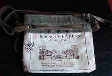 Myra Crossbody Bag NWOT French Theme Chateu Petit Village Pomerol Canvas/Leather