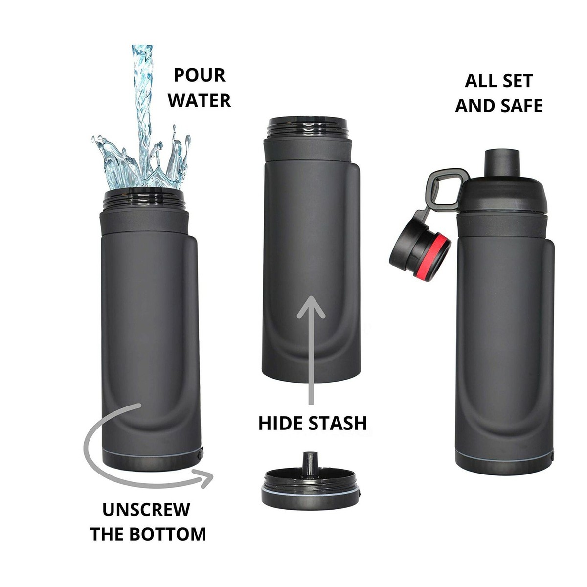Secret Compartment Sneaky Booze 36oz Diversion Safe Water Bottle ...