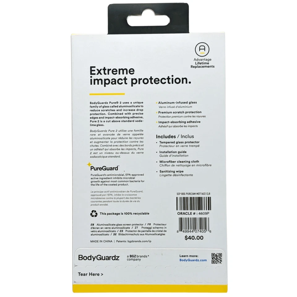 Protector de pantalla de vidrio BodyGuardz Pure 2 para Motorola One 5g Ace compatible con estuche Foto 2 de 2
