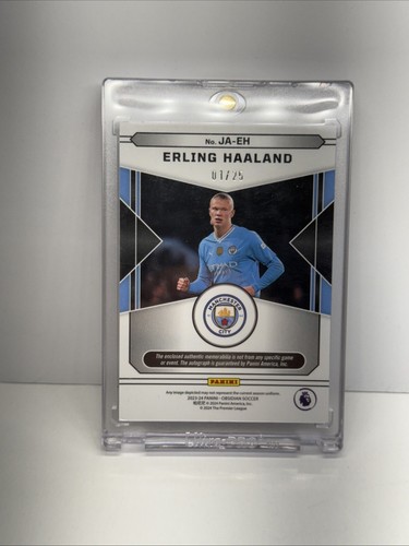 2023-24 Panini Obsidian Soccer Erling Haaland Obsidian Patch Auto Orange #01/25 - Picture 4 of 6