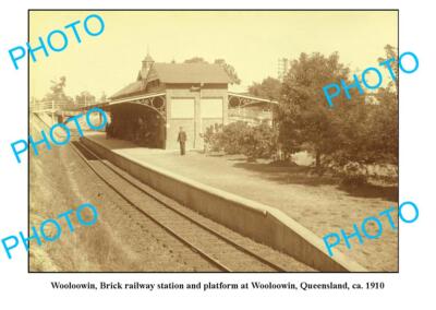 OLD LARGE PHOTO WOOLOOWIN RAILWAY STATION QUEENSLAND c1910