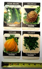 FOUR - 1920’s - 30’s Vintage Seed Packets - Card Seed Co. - Fredonia  NY