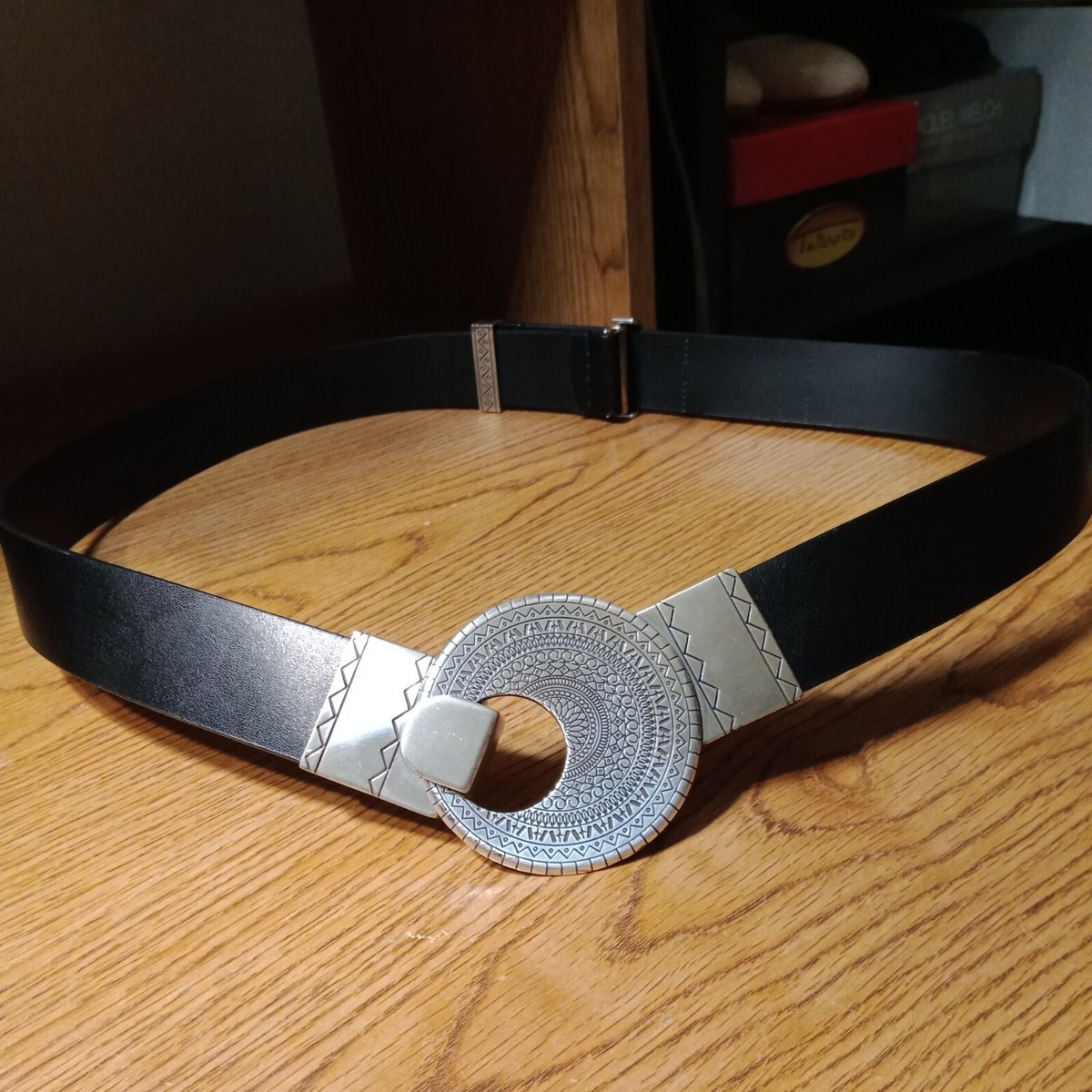 Chico’s Black Leather Belt with Silver Buckle Chico main image 4