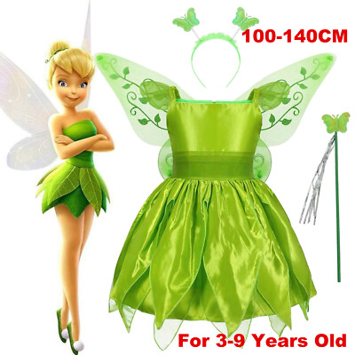 Tinkerbell Deluxe Fairy Pixie Kids Girls Fancy Dress Halloween Cosplay  Costume | eBay Australia