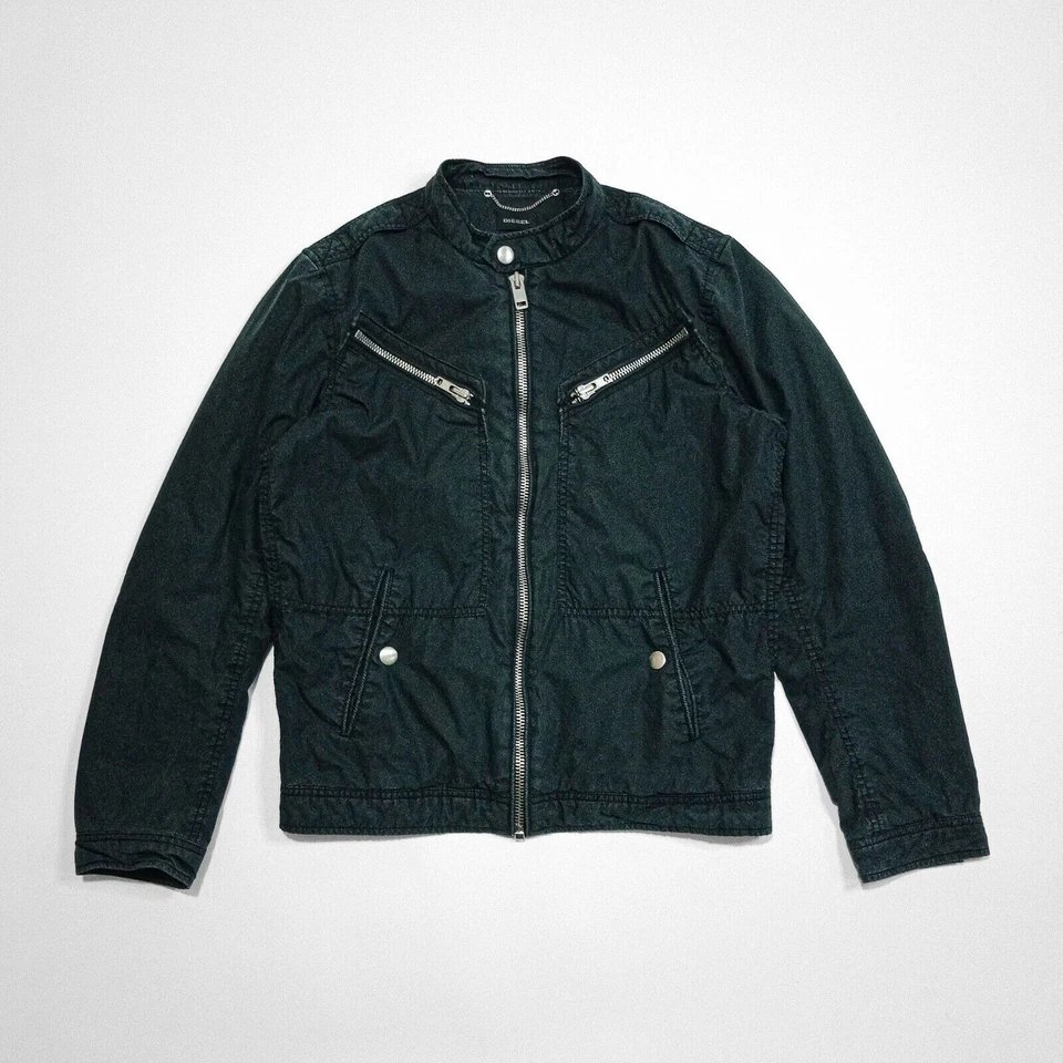 Chaqueta motera diésel popelina con cremallera M, con acolchado ligero negro dorado premium Foto 4 de 4