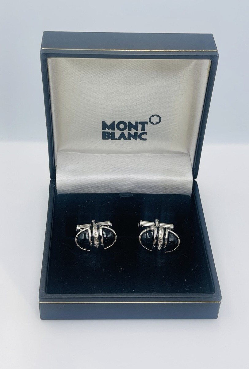 MONT BLANCモンブラン カフリンクス 黒/銀 楽天市場】モンブラン カフスボタン カフリンクス シルバーx