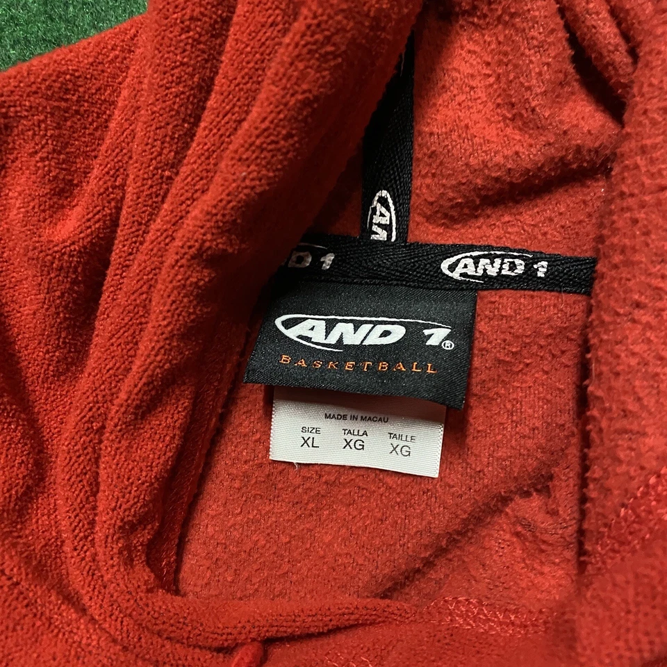 Vintage AND1 Hoodie Mens XL Red 90S Y2K Basketball Spell Out Sweatshirt - Image 3 of 4