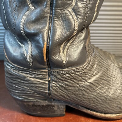 Vintage Abilene Men’s 7KEE Grey Sharkskin Cowboy Boots Vintage Heritage Genuine SHARK EXOTIC Western Boots Gray 2  main image 4