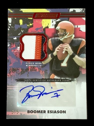 2023 Topps Composite Boomer Esiason CPAV-BE Red Tri-Color Worn Patch Auto 5/5