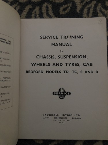 VAUXHALL T.S. 387 SERVICE Chassis Suspension REPAIR MANUAL BEDFORD TD,TC,S,R - Picture 2 of 3