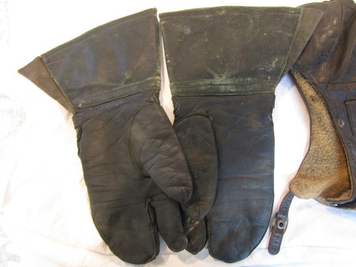 RARE VTG.WW2 GERMAN REAL NAPPA BLUE LUFTWAFFEN GLOVES,LUFT,STOCKO FLIGHT HELMET, - Picture 5 of 8