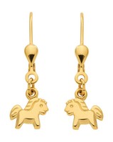 MäDchen Pferde OhrhäNger Kinder Pony Pferd Ohrringe HäNger Pendel Echt Gold 333