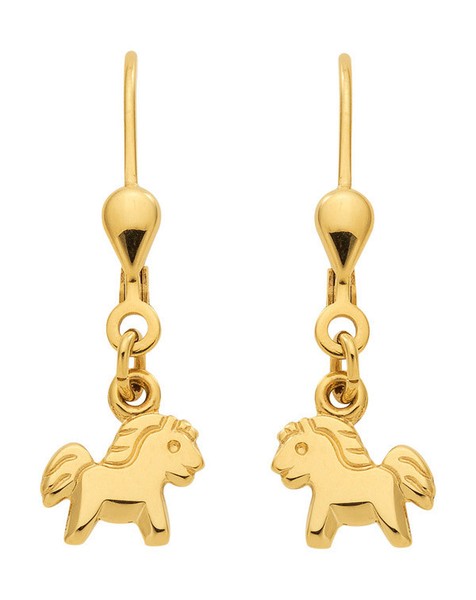 MäDchen Pferde OhrhäNger Kinder Pony Pferd Ohrringe HäNger Pendel Echt Gold 333-image