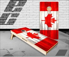Canadian Flag Weathered Wood Cornhole Boards Bean Bag Toss Game