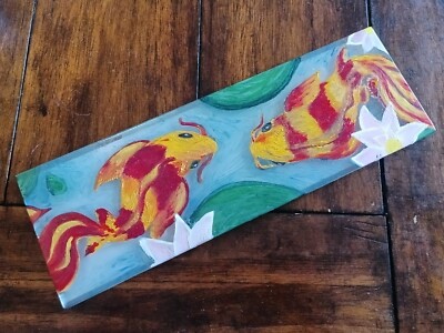 One of one. Fish and Lily pads. Painting. Oil painting. Koi Fish. 