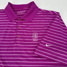 Nike Polo Shirt Mens Large Purple TPC Sawgrass Dri Fit Performance Stretch