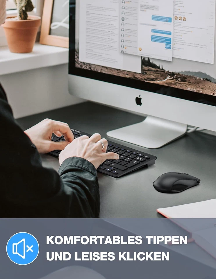 TECKNET Kabelloses Tastatur Maus Set, Deutsch QWERTZ Layout, 2.4 Ghz Funk Mini T - Bild 4 von 4