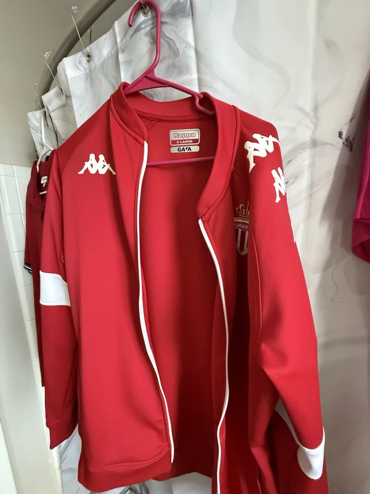 Chaqueta deportiva vintage Kappa cremallera completa manga larga blanca roja para hombre manga con logotipo XL Foto 2 de 3