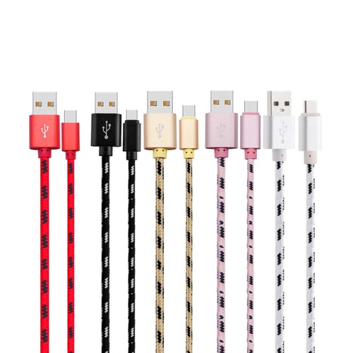 3 M Plaid Knitting Micro USB Data Sync Charging Cable for (Black) - 第 3/11 張圖片