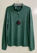 New Scott Barber 1/4 Zip Long Sleeve Heather Green K73504 Pullover Shirt Sz. M