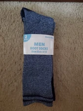 Men's Boot Socks 2 Pack Size 6-12 Blue/Dark Blue Striped Crest Brands New
