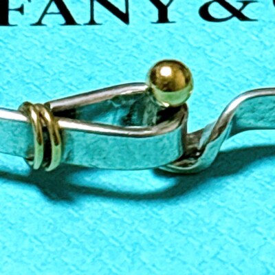 TIFFANY & Co. Bracelet Hook & Eye Bangle Silver 18K Yellow Gold