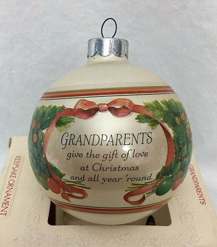 Vintage Hallmark Keepsake Christmas Ornament 1981 GRANDPARENTS Glass Origin Box - Picture 6 of 12