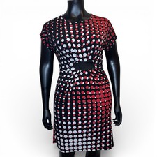 Anna Field Size 16 Dress Knee Length Black Polka Dot Short Sleeve Straight  EU42
