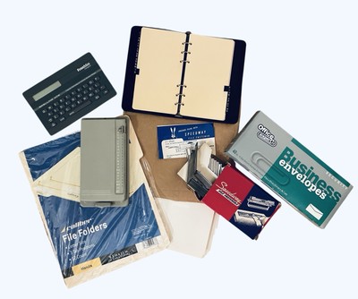 Vintage Office Supply Junk Props Lot Industrial Kardex Cards Spelling Ace Slide