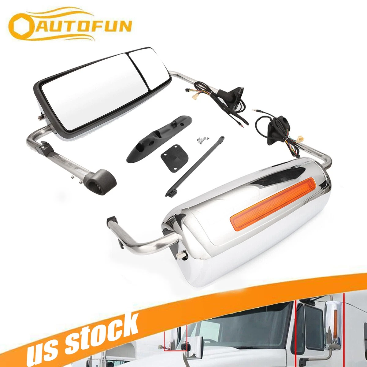 Pair Chrome Door Mirror Power Heated Pair For International Prostar LH + RH Side