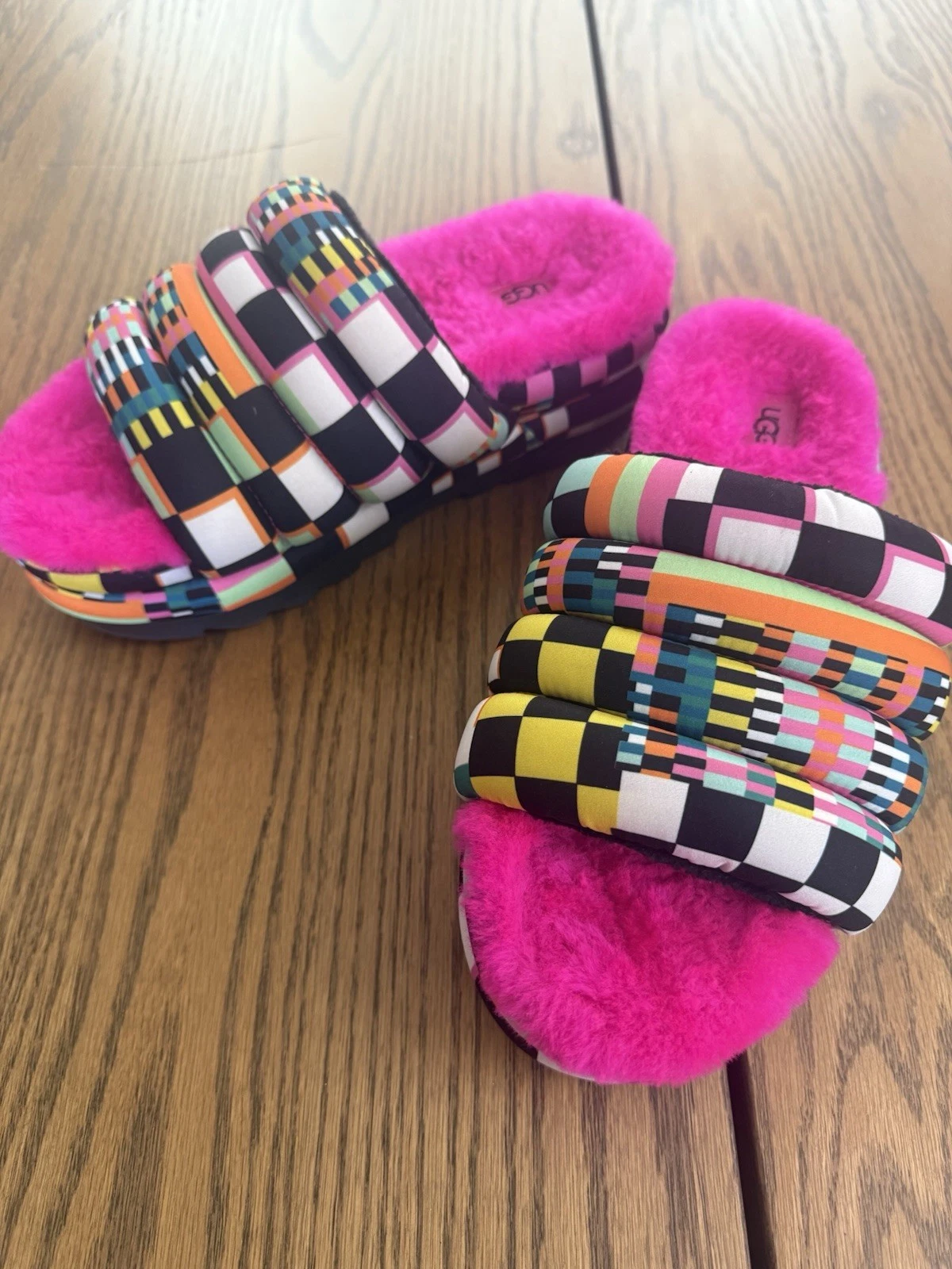 UGG Sandali donna maxi check plateau slide rosa multi 1130842