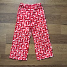 Youth Kids Vintage 1970's Red White Geometric Retro Flare Pants Sz Small 5/6