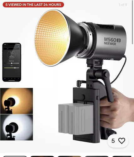 NEEWER MS60B LED Video Light 2.4G/APP Control, 65W Metal Mini Compact