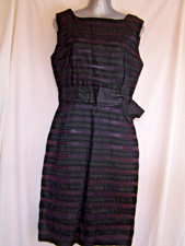 KNEE LENGTH VINTAGE BLACK / PURPLE COCKTAIL DRESS SIZE 12 BY R & K ORIGINALS